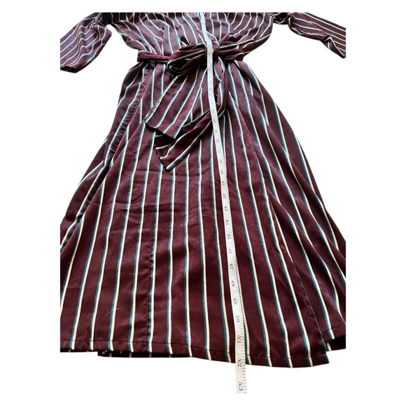 Sunday Forever Original Henry Robe Burgundy Stripe with Belt and Pockets - Picture 6 of 9